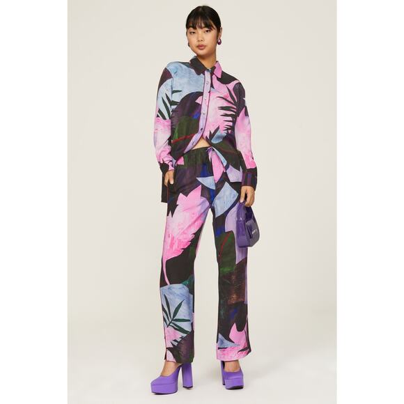 UNTITLED IN MOTION Purple Floral Intuition Tie Closure Trouser Pants size Small - Picture 6 of 16